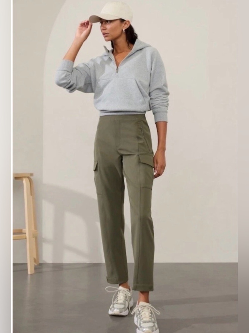 Athleta Endless High Rise Cargo pants sage green